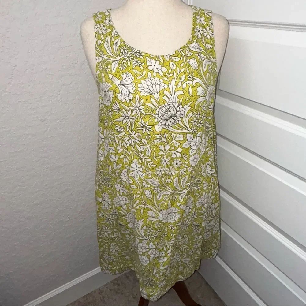 Rachel Ashwell Floral Print Sleeveless A-Line Tunic Linen Dress